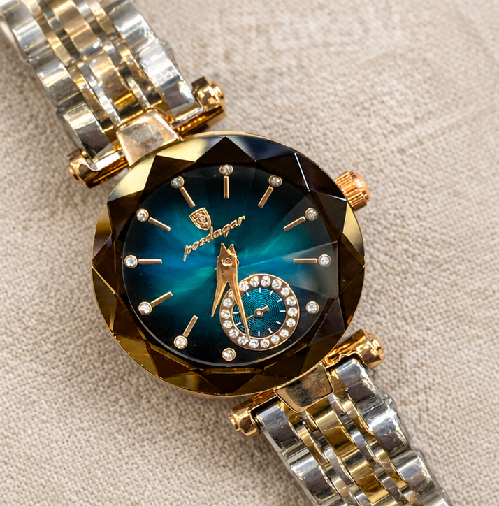 Poedagar Luxury Faceted Crystal Small Seconds Subdial Jubilee Watch