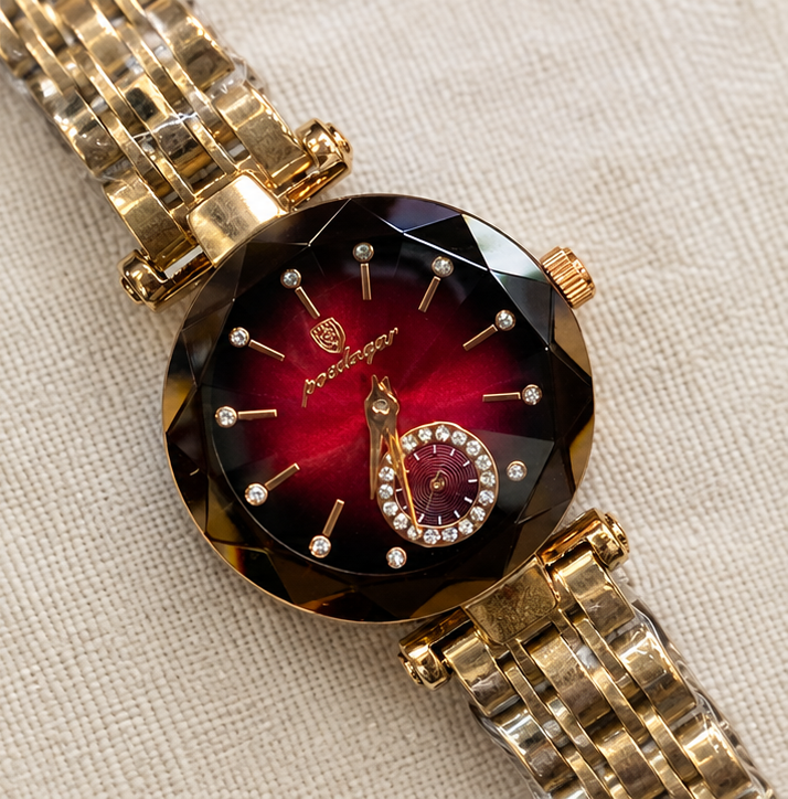 Poedagar Luxury Faceted Crystal Small Seconds Subdial Jubilee Watch