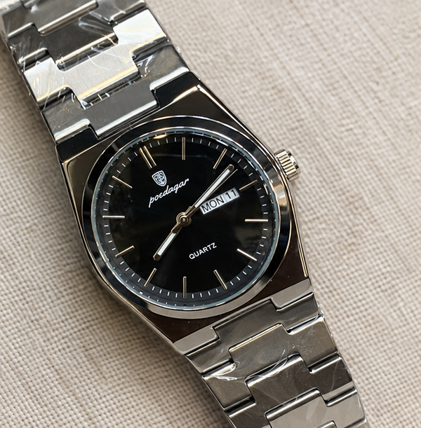 Poedagar Luxury Integrated Bracelet Day-Date Quartz Men's Watch