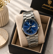 Poedagar Luxury Integrated Bracelet Day-Date Quartz Men's Watch