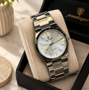 Poedagar Luxury Integrated Bracelet Day-Date Quartz Men's Watch