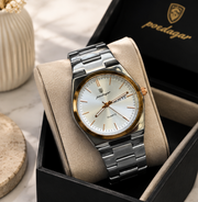 Poedagar Luxury Integrated Bracelet Day-Date Quartz Men's Watch
