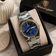 Poedagar Luxury Integrated Bracelet Day-Date Quartz Men's Watch