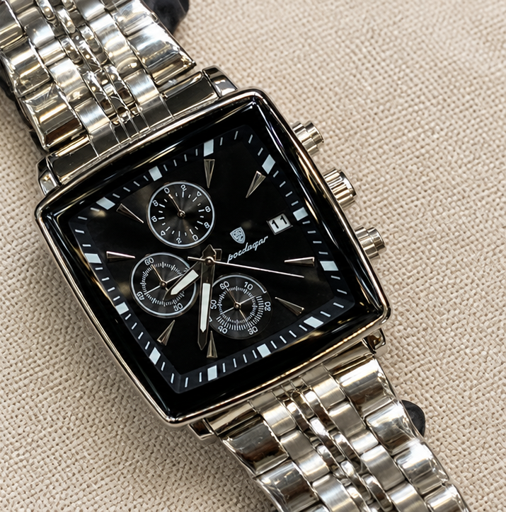 Poedagar Executive Stainless Steel Multi-Function Chronograph Watch