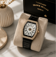 FM Iced-Out Curved Tonneau Men's Quartz Watch