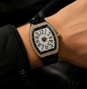 FM Iced-Out Curved Tonneau Men's Quartz Watch
