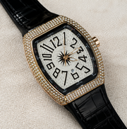 FM Iced-Out Curved Tonneau Men's Quartz Watch