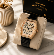 FM Iced-Out Curved Tonneau Men's Quartz Watch