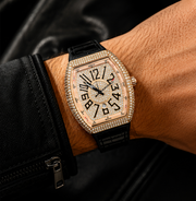FM Iced-Out Curved Tonneau Men's Quartz Watch