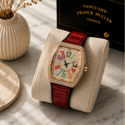FM Iced-Out Curved Tonneau Men's Quartz Watch