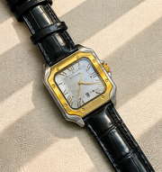 BESTWIN Santos Men's Square Case Leather Strap Analog Wrist Watch