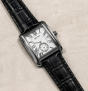 BESTWIN Down Second Men's Rectangular Sub-Dial Leather Strap Wrist Watch