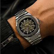 BESTWIN Automatic Men's Skeleton Stainless Steel Wrist Watch