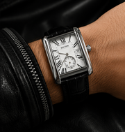 BESTWIN Down Second Men's Rectangular Sub-Dial Leather Strap Wrist Watch