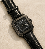 BESTWIN Santos Men's Square Case Leather Strap Analog Wrist Watch