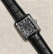 BESTWIN Down Second Men's Rectangular Sub-Dial Leather Strap Wrist Watch