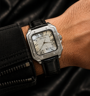BESTWIN Santos Men's Square Case Leather Strap Analog Wrist Watch
