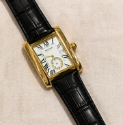 BESTWIN Down Second Men's Rectangular Sub-Dial Leather Strap Wrist Watch