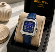 BESTWIN Santos Men's Square Case Leather Strap Analog Wrist Watch