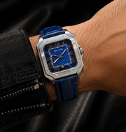 BESTWIN Santos Men's Square Case Leather Strap Analog Wrist Watch