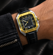 BESTWIN Santos Men's Square Case Leather Strap Analog Wrist Watch