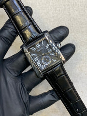 BESTWIN Down Second Men's Rectangular Sub-Dial Leather Strap Wrist Watch