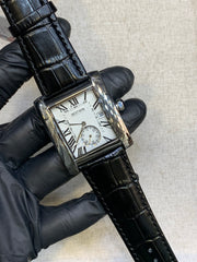 BESTWIN Down Second Men's Rectangular Sub-Dial Leather Strap Wrist Watch