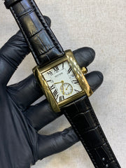 BESTWIN Down Second Men's Rectangular Sub-Dial Leather Strap Wrist Watch