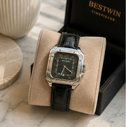 BESTWIN Santos Men's Square Case Leather Strap Analog Wrist Watch