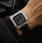 BESTWIN Santos Men's Square Case Leather Strap Analog Wrist Watch